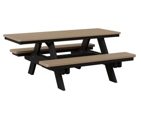 ada collection rectangular picnic table weatherwood black