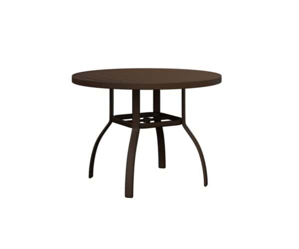 berlin gardens murphy 42in round table dh aluminum mesquite wood vein