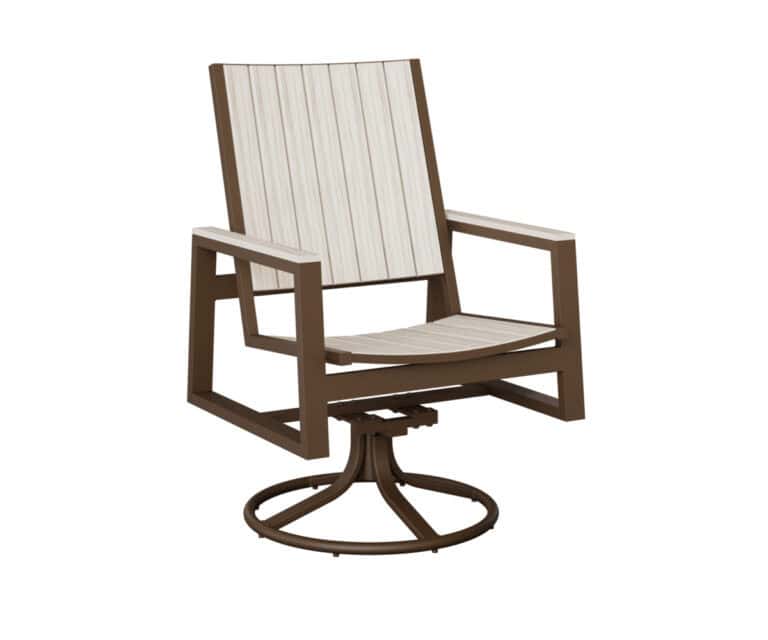 vida poly swivel rocker dining height mesquite wood vein wood grain seashell