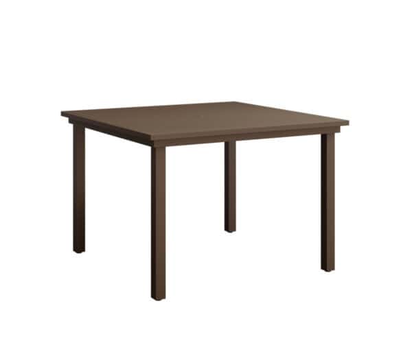 vida square table dining height mesquite wood vein aluminum top