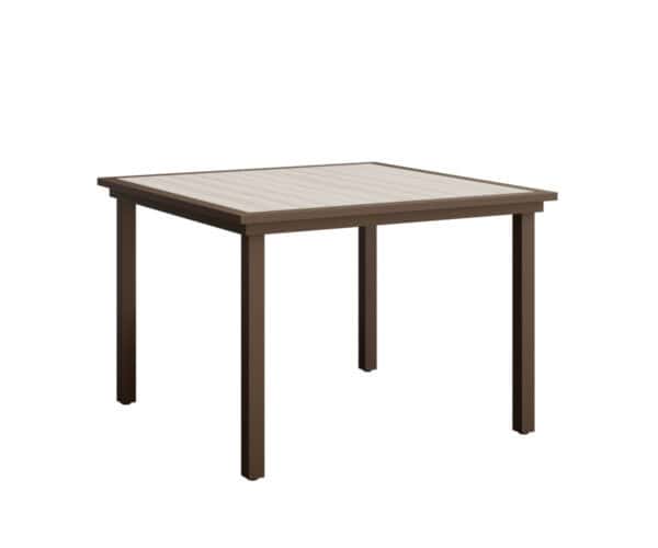 vida square table dining height mesquite wood vein wood grain seashell