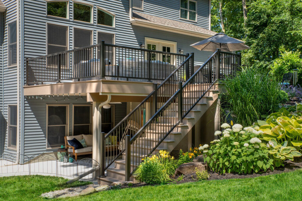 clubhouse deck cobblestone stairs
