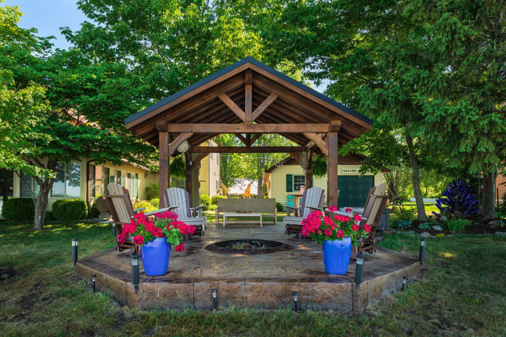 timber frame pavilion flowers